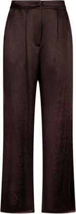 Liu Jo Lange satijnen broek met split - Dames - Wijde Broeken - Bruin - M - Satijn - Broeken