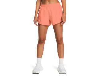 Under Armour Fly By Shorts Womens Shorts Flare Orange/Flare Orange/Reflective : LG (US 12-14), Mesh/Polyester