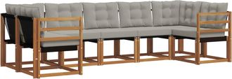 vidaXL Conjunto De Sof&aacute;s De Exterior 7 Uds. Gris Natural Y Claro Vidaxl