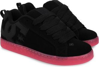 DC Sneaker DC SHOES Court Graffik, Damen, Gr. 6,5(37,5), bunt (schwarz, schwarz, pink), Obermaterial:55, 91% Leder, 38, 75% Synthetik, 5, 34% Microfaser;