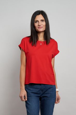 Seidel Moden Kurzarmshirt SEIDEL MODEN Otto exclusiv, Damen, Gr. 34, rot, Jersey, Obermaterial: 94% Viskose, 6% Elasthan, unifarben, normal h&uuml;ftbedeckend, Rundhals