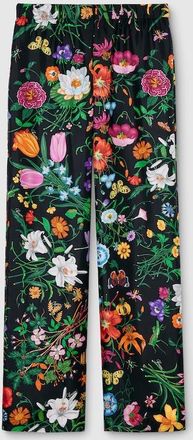 Gucci Printed Silk Twill Pants, Black