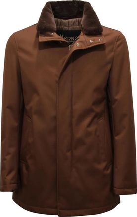 Herno Lichte Gewatteerde Regenjas - Heren - Mantel - Bruin - M - Polyester - Jassen