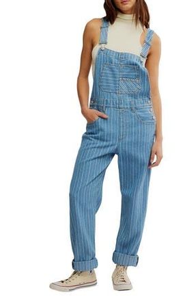 Free People Ziggy Stripe Denim Overalls in Beachcomber at Nordstrom Rack, Size Medium