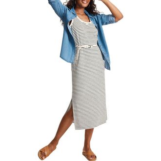 Tommy Bahama Suncoast Stripe Sleeveless Terry Midi Dress in Coconut at Nordstrom, Size X-Large