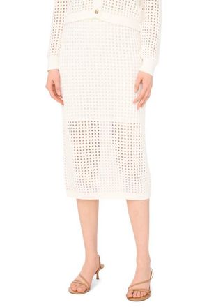 CeCe by Cynthia Steffe Open Stitch Midi Skirt in Antique White at Nordstrom, Size X-Large