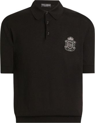Dolce & Gabbana Black piqu&eacute; cotton polo shirt