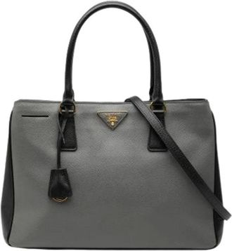 Prada Pre-owned Handbags, female, Gray, Size: ONE SIZE Pre-owned Saffiano Satchel