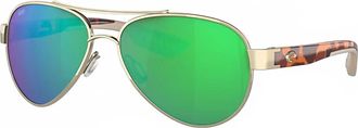 Costa Unisex Loreto Polarized Sunglasses In Rose Gold W/tortoise Temples Frame Green Mirror