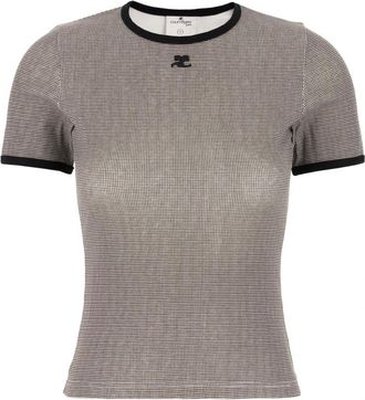 Courr&egrave;ges Signature Contrast T-Shirt - Dames - T-shirts - Veelkleurig - M - Katoen - Tops