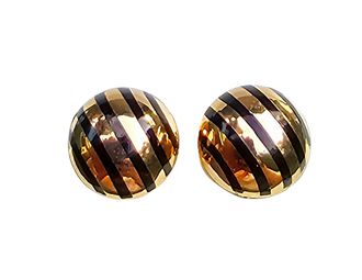 Bespoke Gold And Enamel Dome Earrings 10mm