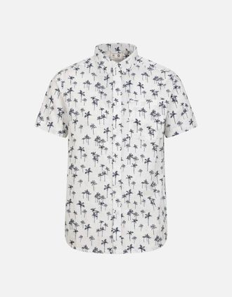 Mountain Warehouse Mens Mountain Warehouse Mens Preston Illustration Palm Tree Shirt - Cream - Size: 42/Regular