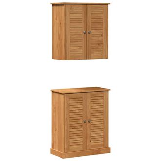 Berkfield Home Bathroom Furniture Set with Shelf with Storage with Door 2 pcs Br in Brown