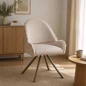 Dmora Silla Kinna, 2 Sillas, Tapizadas, Estructura Color Crema, Blanco Crema