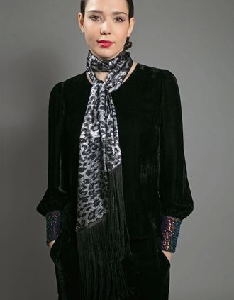 Nooki Design Womens STEVIE LAME SCARF IN SILVER LEO - Black - Size: ONE