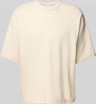 Review Oversized T-Shirt mit geripptem Rundhalsausschnitt in Ecru, Gr&ouml;&szlig;e XS