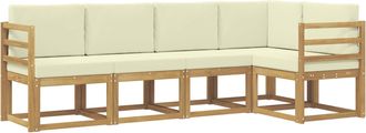 vidaXL Conjunto De Sof&aacute;s De Exterior 5 Uds. Blanco Y Crema Vidaxl