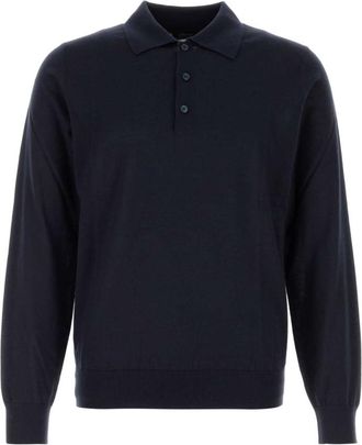 Brioni Dark Blue Solid Polos