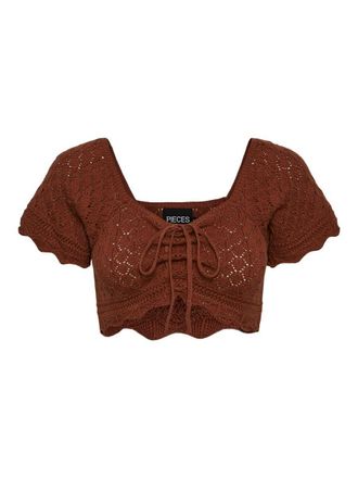 Pieces Womens Pcbluma Ss Knit Top BC Sww Shirt, Coconut Shell, M