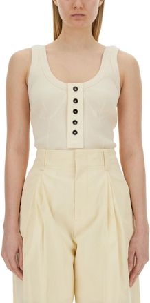 Bottega Veneta White Scoop Neck Top