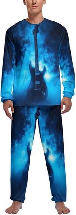 Generic Guitar Music Mens Pajamas Set Long Sleeve Shirts And Bottoms Pj Sets Soft Sleepwear Lounge Set
