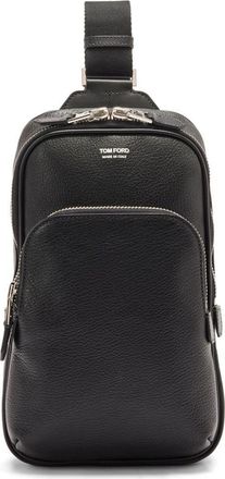 Tom Ford logo-stamp crossbody bag - men - Cotton/Goat Skin/Acrylic/Calf Leather - One Size - Black