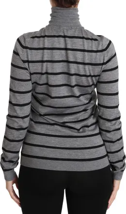 Dolce & Gabbana Gray Cashmere Silk Turtleneck Womens Sweater