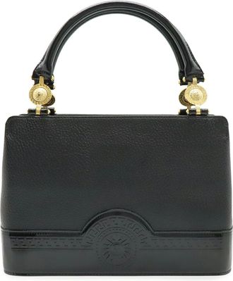 Versace Sunburst Leather Handbag Black