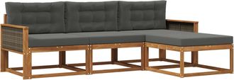 vidaXL Conjunto De Sof&aacute;s De Exterior 4 Uds. Natural Y Antracita Vidaxl
