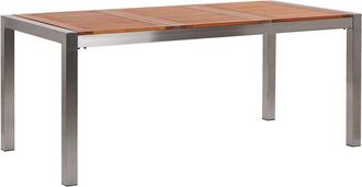 Beliani Mesa De Comedor De Jard&iacute;n Con La Parte Superior De Madera De Eucalipto 180 X 90 Cm Con Estructura De Acero 6 Plazas Grosseto