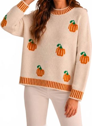 Lovlov Pumpkin Crewneck Sweater In Cream