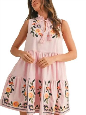 Merci Womens Floral Tiered Mini Dress In Cloud Pink