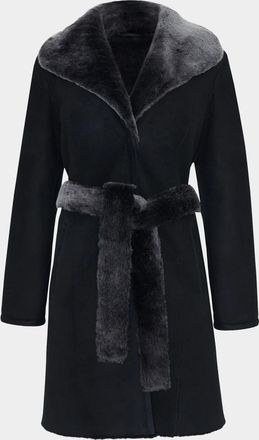 Gorski Merino Lamb Shearling Short Coat With Belt