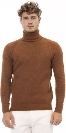 Alpha Studio Alpaca Leather Turtleneck Sweater