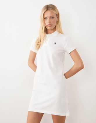 Polo Ralph Lauren Vestito casual da giorno stile polo a maniche corte bianco