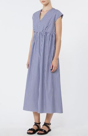Max Mara Molo Stripe Cotton Dress in Navy at Nordstrom, Size 10