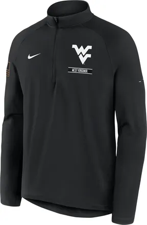 Nike West Virginia 2026 Military Appreciation Stride Nike Mens Dri-FIT College 1/2-Zip Long-Sleeve Top in Black | 04V100AWVN-9UW