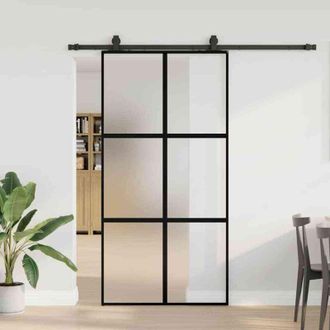 vidaXL Vidaxl - Puerta Corredera Herrajes Negro 102,5x205 Cm Vidrio Templado
