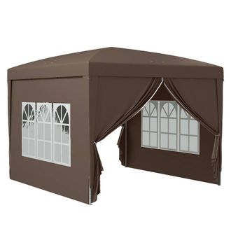 Matteo 3x3m Pop Up Gazebo with Removable Walls & Windows - Wedding Tent in Brown