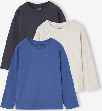Vertbaudet 3er-Pack Jungen Langarmshirts k&ouml;nigsblau