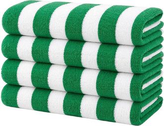 Luxury Home 4-Pack Cabana Striped Terry Cloth Beach Towels