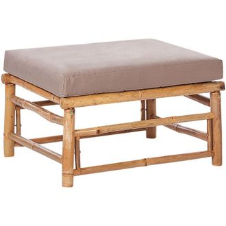 Beliani Beliani - Otomana De Bamb&uacute; Asiento Acolchado Con Coj&iacute;n Muebles De Exterior Gris Pardo Cerreto
