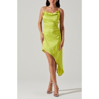 ASTR the Label Vista Asymmetric Hem Slipdress in Lime at Nordstrom Rack, Size X-Small