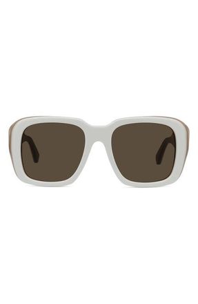 Loewe Signature 53mm Square Sunglasses in Ivory /Brown at Nordstrom