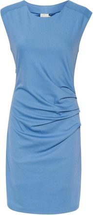 Kaffe Ronde Hals Jurk Quiet Harbor Gedrapeerd - Dames - Korte kleedjes - Blauw - 2XL - Kleedjes