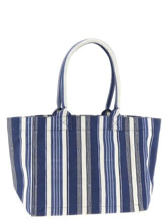 Isabel Marant Womens Striped Cotton Canvas Tote Blue