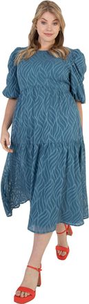 Lovedrobe Womens Plus Size Dress for Ladies Curve Key Backhole 3/4 Sleeves Midaxi High Waist Everyday for Summer Work Office Party Blue Size 18