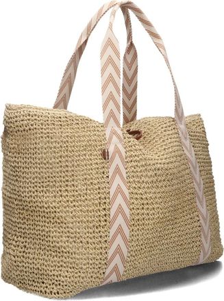 Becks&ouml;ndergaard Tassen, Dames, Beige, ONE Size, Linnen, Stro Shopper Tas voor Zonnige Dagen