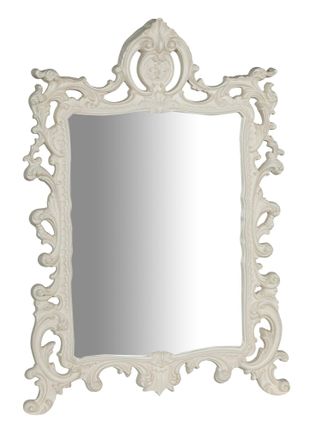Biscottini International Biscottini - Espejo De Pared De Colgar De Madera En Acabado Antiguo Blanco Hecho En Italia