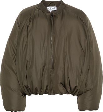Loewe padded bomber jacket - women - Calf Leather/Polyester/Polyethylene/Cotton/Polyester - 36 - Green